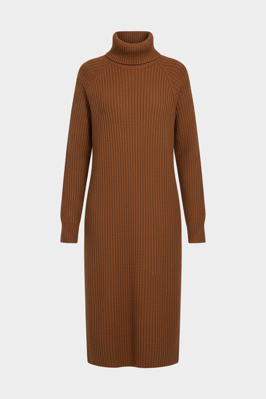 Laura | Ribbed Knit High Neck Midi Dress