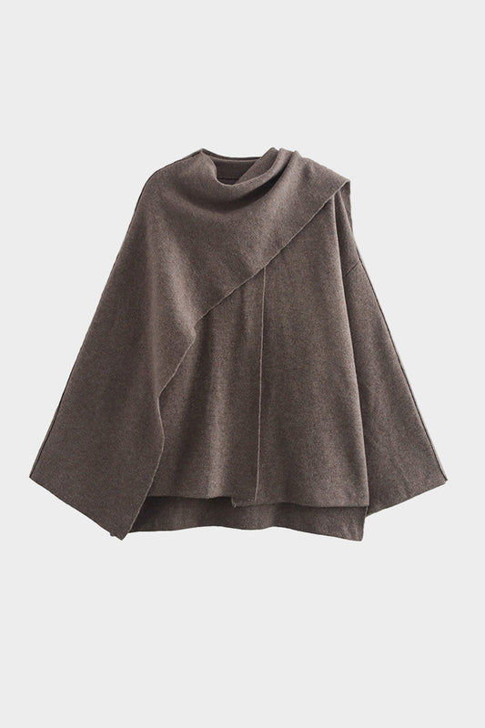 Lira - Draped Coat With Scarf Detail