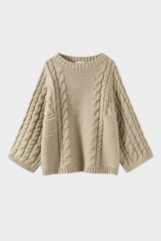 Julie - Oversized Textured Cable Knit Sweater