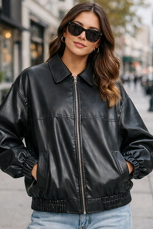 Ava | Oversized Leather Jacket