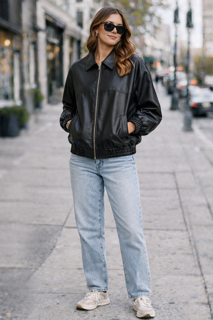 Ava | Oversized Leather Jacket