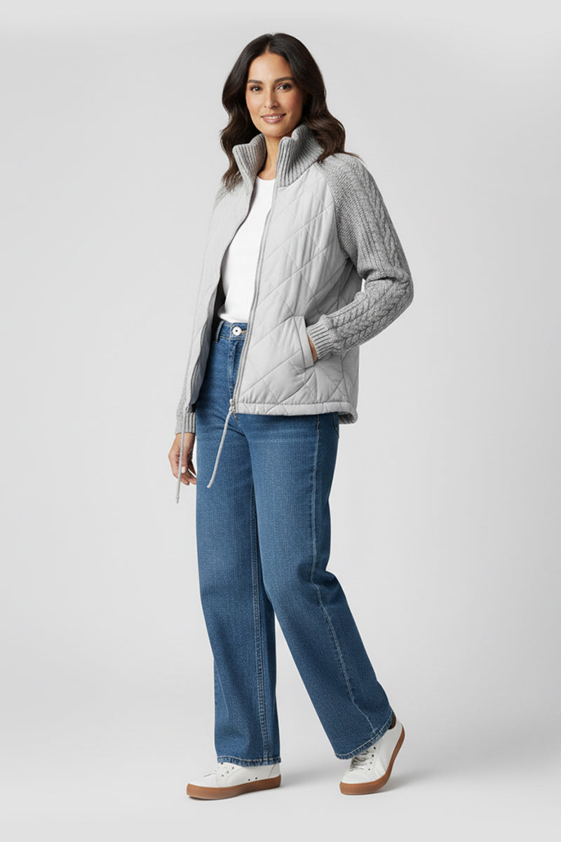 Luna | Quilted Knit-Sleeve Jacket