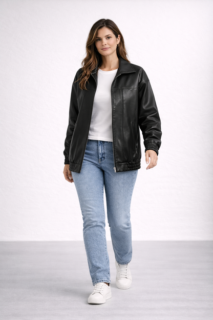 Ava | Oversized Leather Jacket