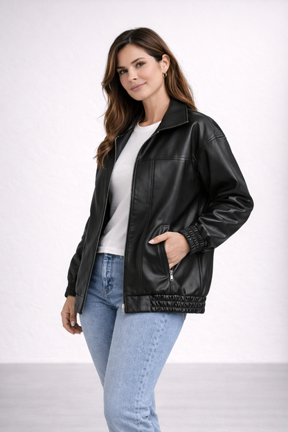 Ava | Oversized Leather Jacket