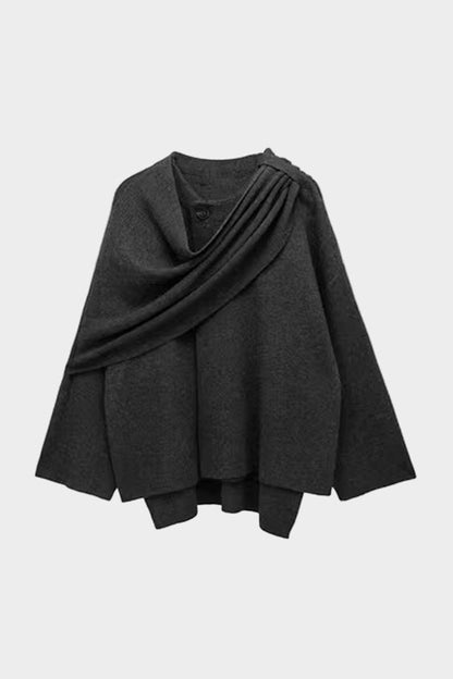 Lira | Draped Coat With Scarf Detail