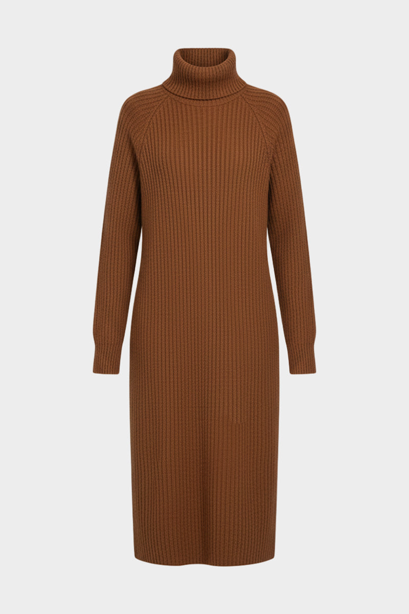 Laura | Ribbed Knit High Neck Midi Dress