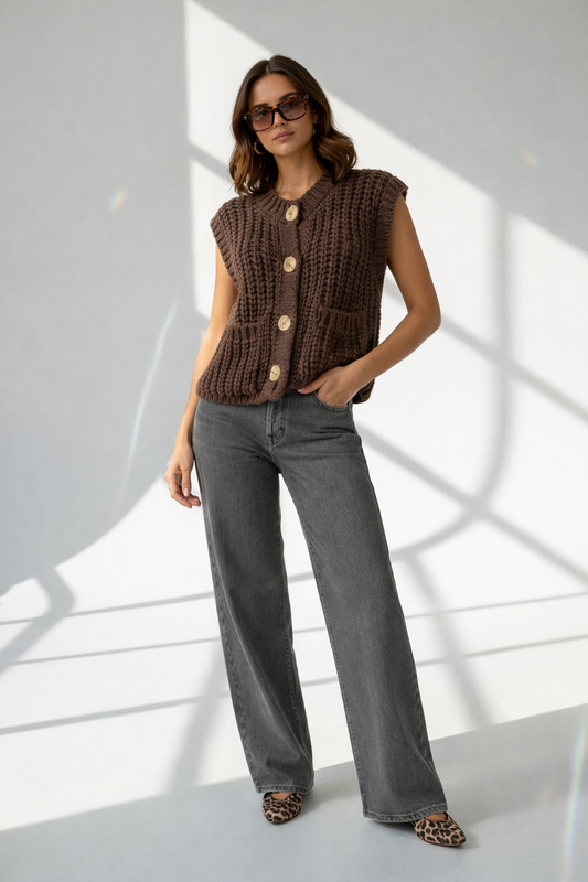 Yana | Textured Knit Statement Vest