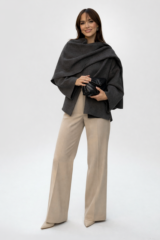 Lira | Draped Coat With Scarf Detail
