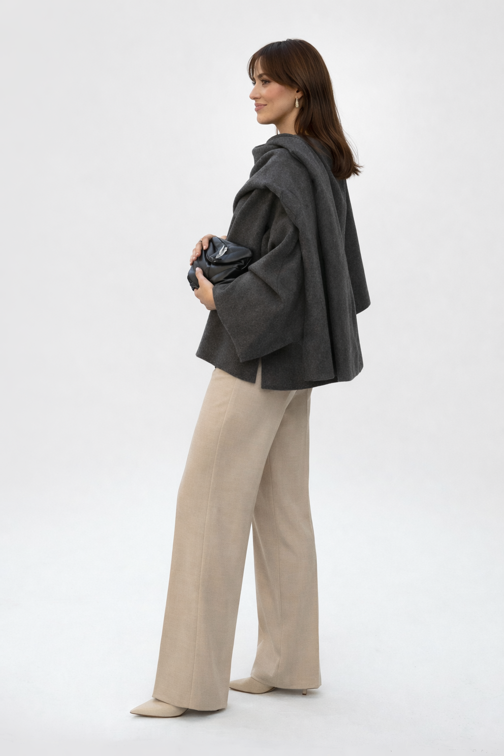 Lira | Draped Coat With Scarf Detail