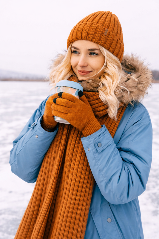 Olivie | Luxury Knit Beanie, Scarf & Gloves Set