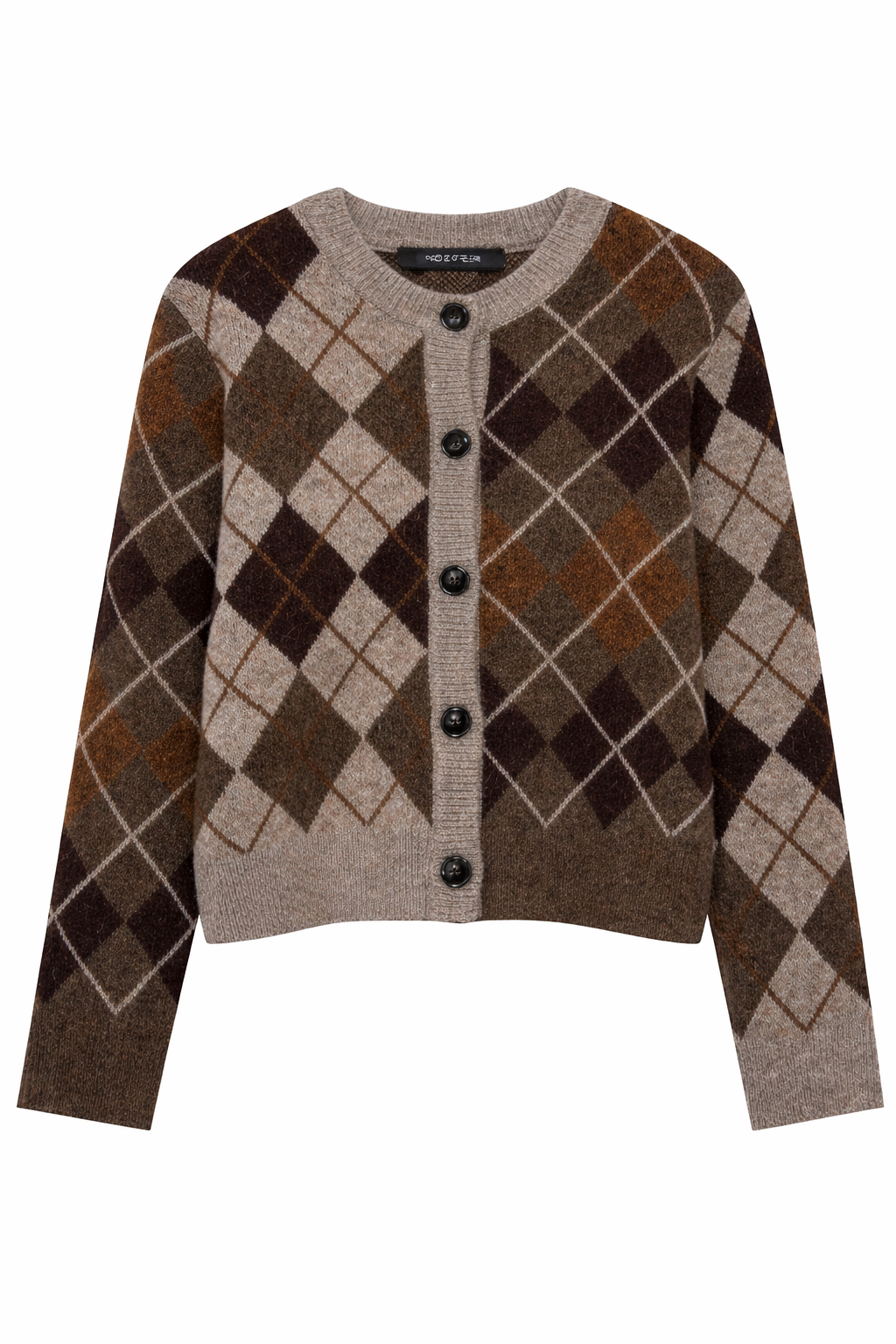 Alma | Argyle Knit Button-Front Cardigan