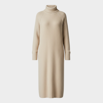 Laura | Ribbed Knit High Neck Midi Dress