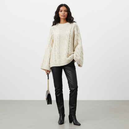 Julie | Oversized Textured Cable Knit Sweater