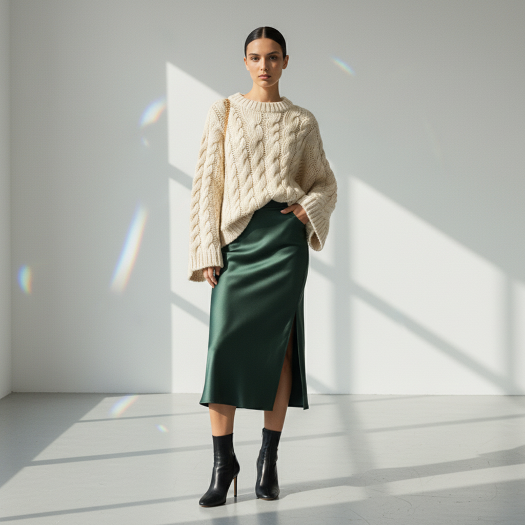 Julie | Oversized Textured Cable Knit Sweater