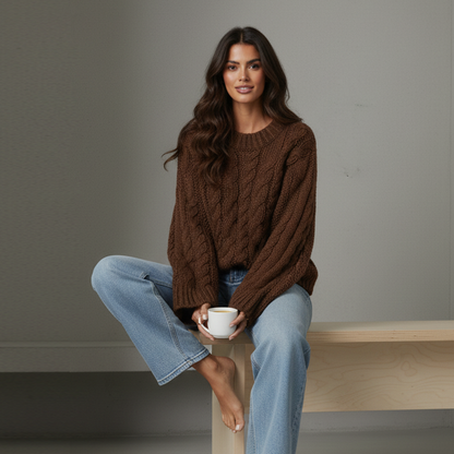 Julie | Oversized Textured Cable Knit Sweater