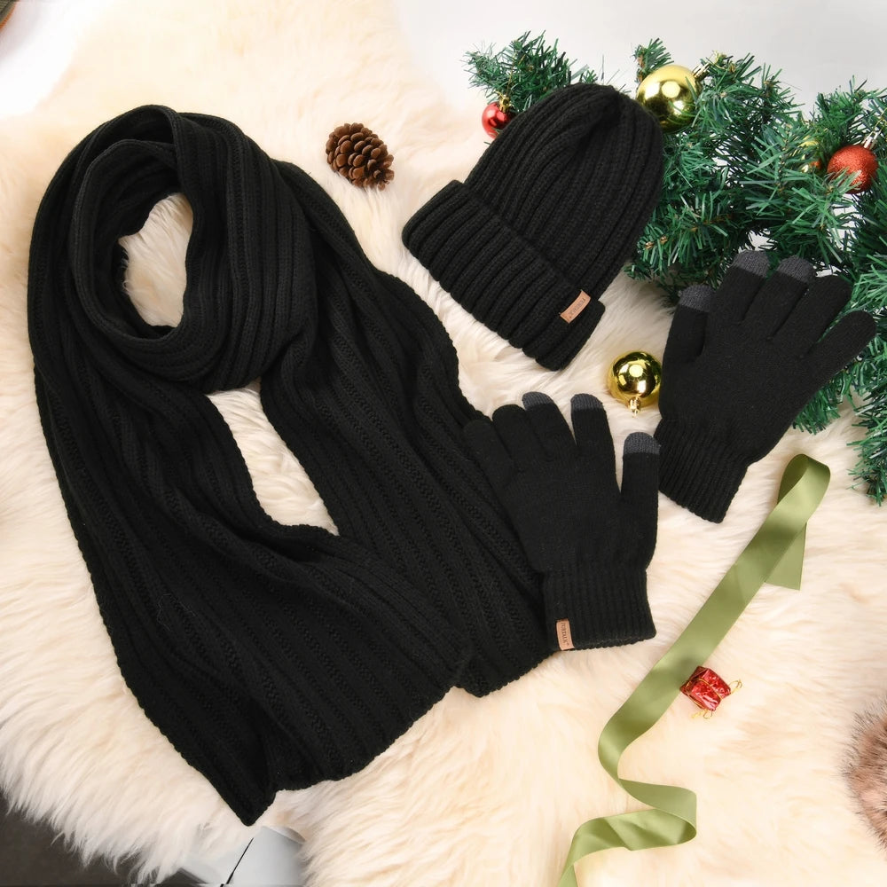Olivie | Luxury Knit Beanie, Scarf & Gloves Set