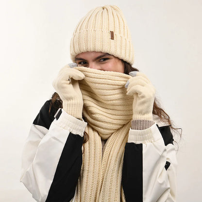 Olivie | Luxury Knit Beanie, Scarf & Gloves Set