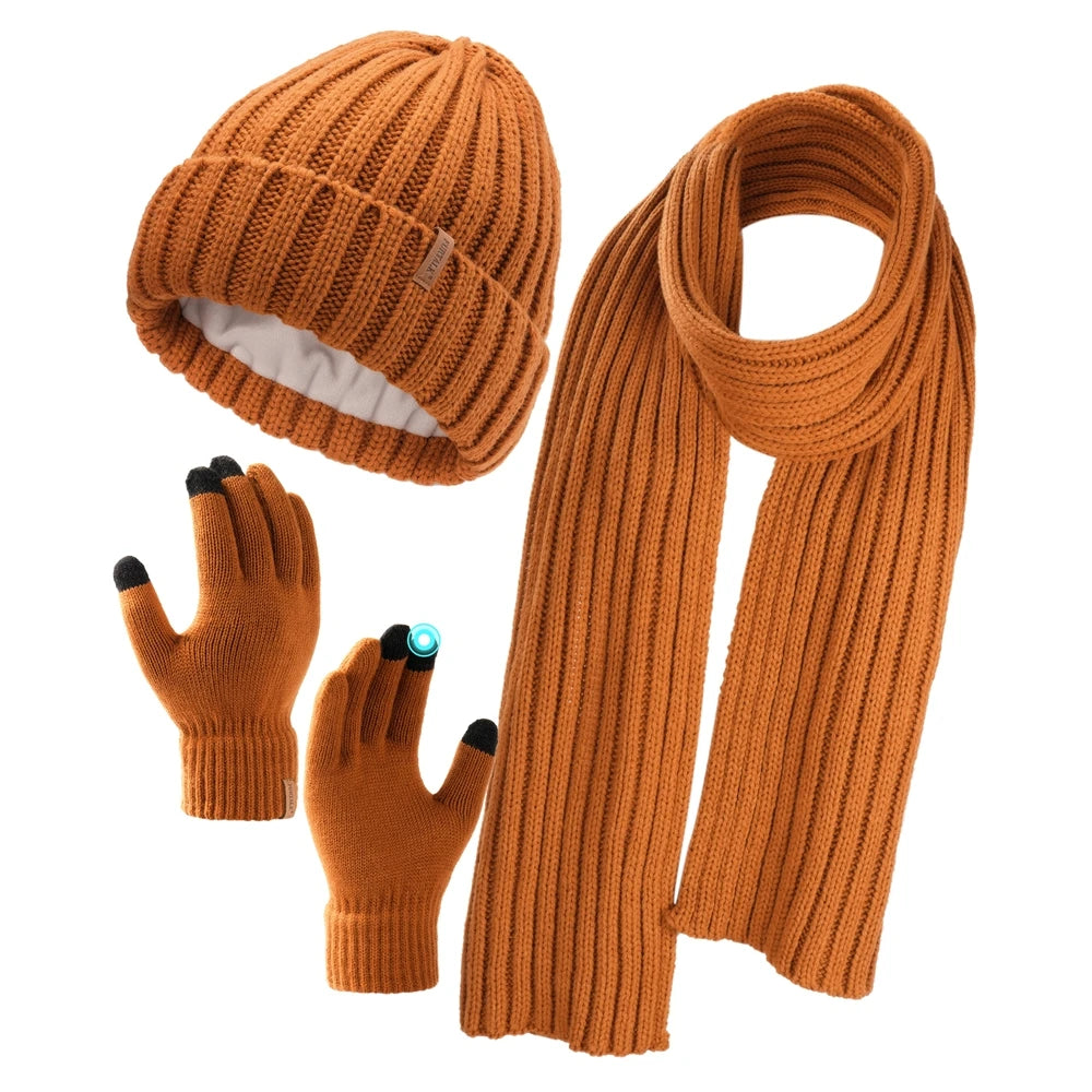 Olivie | Luxury Knit Beanie, Scarf & Gloves Set