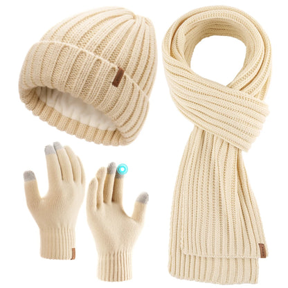 Olivie | Luxury Knit Beanie, Scarf & Gloves Set