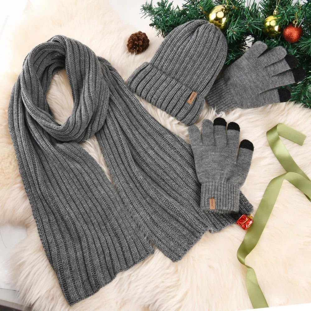 Olivie | Luxury Knit Beanie, Scarf & Gloves Set