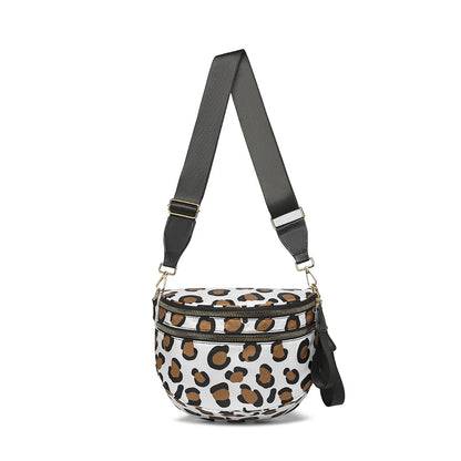 Trendy checkerboard double zipper crossbody bag, lightweight waterproof fabric+premium gold buckle embellishment, double-layer