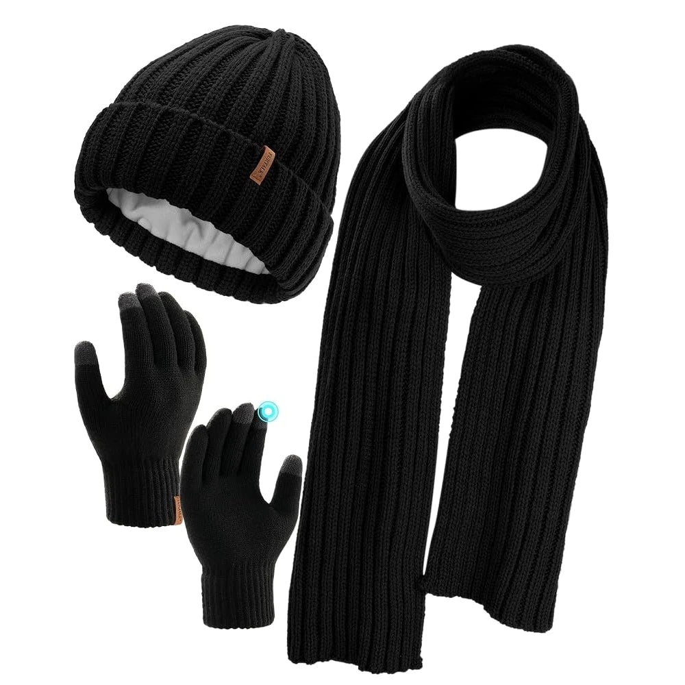 Olivie | Luxury Knit Beanie, Scarf & Gloves Set