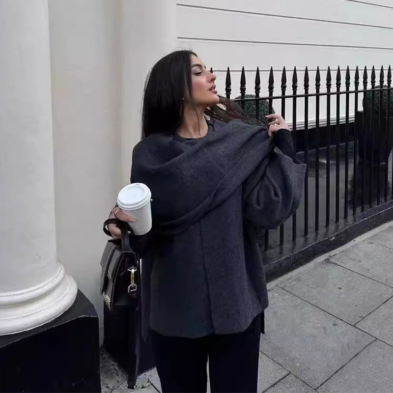 Lira | Draped Coat With Scarf Detail