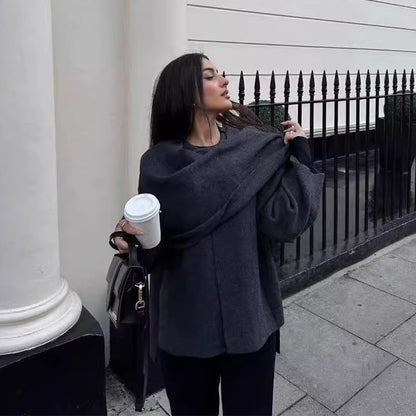 Lira | Draped Coat With Scarf Detail